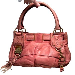 Vintage Juicy Couture Pink Leather Tassel Handbag Hobo Bag Designer 90's